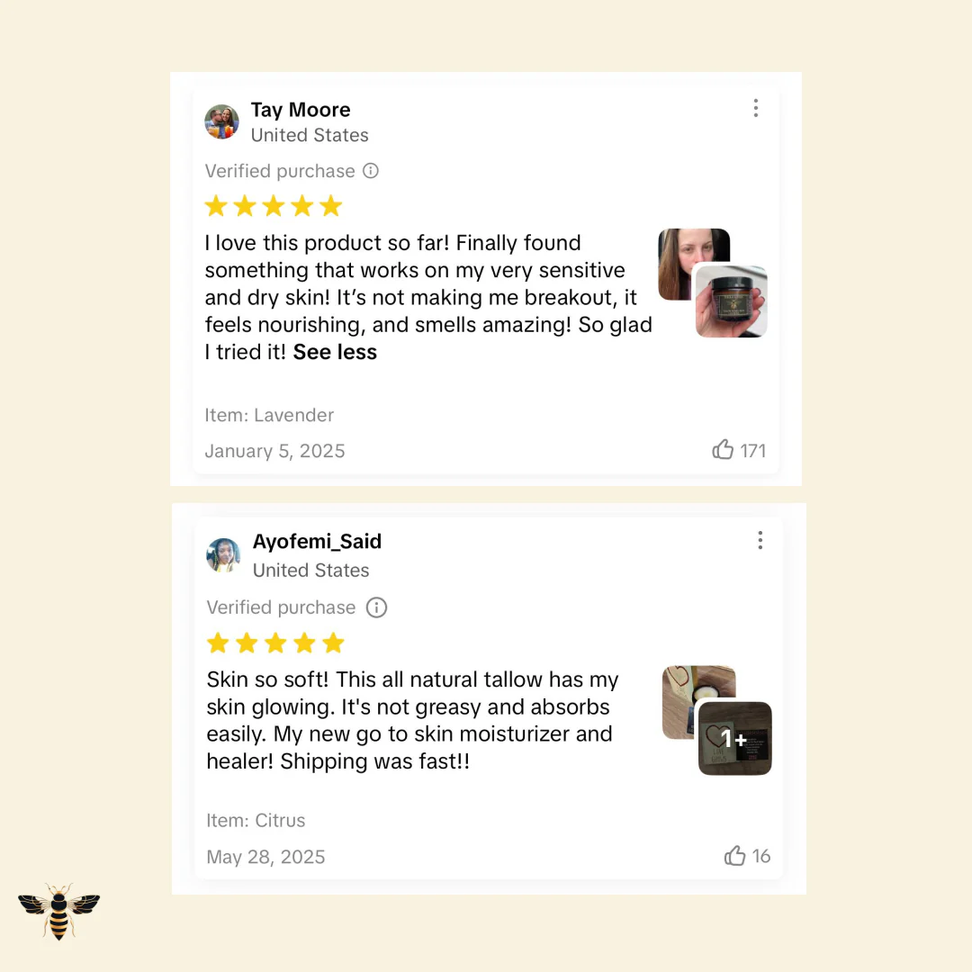 Organic Tallow Honey Balm - Moisturize & Soothe Your Skin The Natural Way